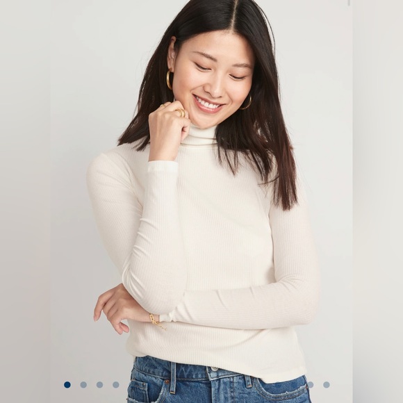 Rib-Knit Turtleneck Top Blue MP - Picture 2 of 4